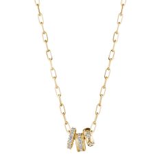 Penny Preville 5/8ctw 3 Ring 18k Yellow Gold Charm Link Necklace 1