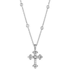 Penny Preville Diamond Classic Small Cross 18k White Gold Pendant Necklace 1