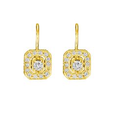 Penny Preville 1/2ctw Diamond Classic Emerald Shape 18k Yellow Gold Earrings 1