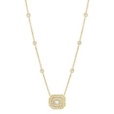 Penny Preville 1 1/2ctw Diamond Art Deco 18k Yellow Gold Pendant Necklace 1