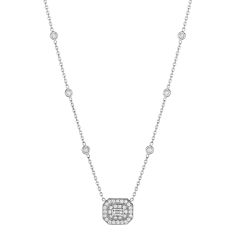 Penny Preville 1 1/2ctw Diamond Art Deco 18k White Gold Pendant Necklace 1