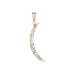 Penny Preville 1/2ctw Diamond Crescent Moon 18k Yellow Gold Enhancer Pendant 1