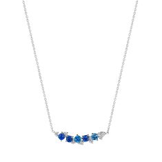 Penny Preville Blue Sapphire Cluster 1/3ctw Diamond 18k White Bar Necklace 1