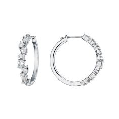 Penny Preville 3/4ctw Mixed-Cut Diamond Stardust 18k White Gold Hoop Earrings 1