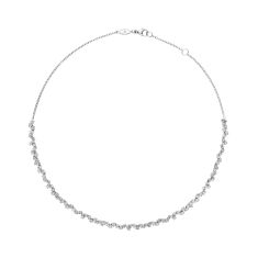 Penny Preville 3 3/4ctw Mixed-Cut Diamond Halfway Stardust 18k White Gold Choker Necklace 1