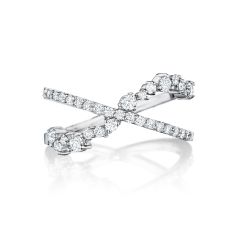 Penny Preville 1/2ctw Diamond Stardust 18k White Gold Criss Cross Ring - Size 6.5 1