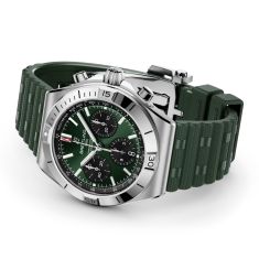 Breitling Chronomat B01 Chronograph 42 Green Dial Rubber Strap Watch 42mm - AB0158101L1S1