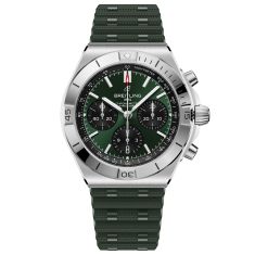 Breitling Chronomat B01 Chronograph 42 Green Dial Rubber Strap Watch 42mm - AB0158101L1S1 1