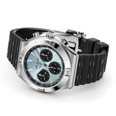 Breitling Chronomat B01 Chronograph 42 Ice Blue Dial Platinum Bezel Black Rubber Strap Watch 42mm - PB0158101C1S1