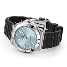 Breitling Chronomat B31 Automatic 40 Ice Blue Dial Platinum Bezel Black Rubber Strap Watch 40mm - PB3114101C1S1