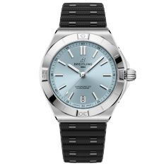 Breitling Chronomat B31 Automatic 40 Ice Blue Dial Platinum Bezel Black Rubber Strap Watch 40mm - PB3114101C1S1 1