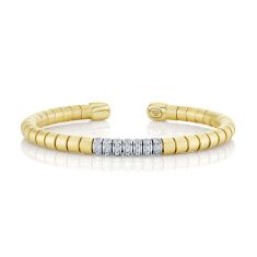 Men's Shy Creation 7/8ctw Diamond 14k Two-Tone Gold Matte Cuff Bracelet 1