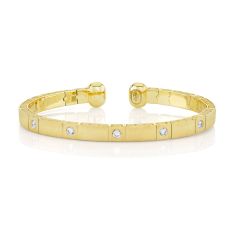 Men's Shy Creation 3/8ctw Diamond 14k Yellow Gold Matte Cuff Bracelet 1
