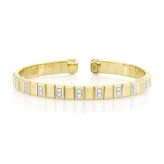 Men's Shy Creation 3/8ctw Diamond 14k Yellow Gold Geo Cut Cuff Bracelet 1