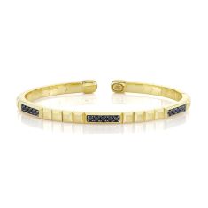 Men's Shy Creation 1/2ctw Black Diamond 14k Yellow Gold Geo Cut Matte Cuff Bracelet 1