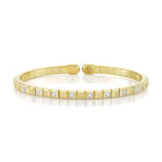 Men's Shy Creation 1/5ctw Diamond 14k Yellow Gold Geo Cut Matte Cuff Bracelet 1