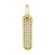 Men's Shy Creation 1/2ctw Diamond 14k Yellow Gold Bar Dog Tag Pendant 1