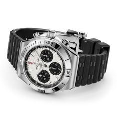 Breitling Chronomat B01 Chronograph 42 White Dial Black Rubber Strap Watch 42mm - AB0158101A1S1