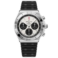 Breitling Chronomat B01 Chronograph 42 White Dial Black Rubber Strap Watch 42mm - AB0158101A1S1 1