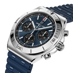 Breitling Chronomat B01 Chronograph 42 Blue Dial Rubber Strap Watch 42mm - AB0158101C1S1