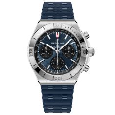 Breitling Chronomat B01 Chronograph 42 Blue Dial Rubber Strap Watch 42mm - AB0158101C1S1 1