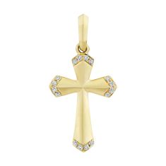 Men's Shy Creation 1/5ctw Diamond 14k Yellow Gold Cross Matte Pendant Men's Shy Creation 1/5ctw Diamond 14k Yellow Gold Cross Matte Pendant
