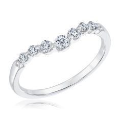 1/3ctw Diamond 14k White Gold Curved Wedding Band - 80th Anniversary Collection
