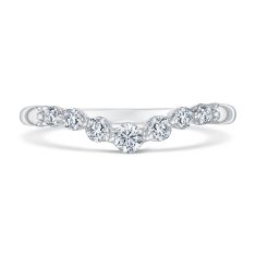 1/3ctw Diamond 14k White Gold Curved Wedding Band - 80th Anniversary Collection