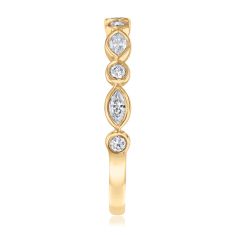 1/4ctw Marquise and Round Diamond 14k Yellow Gold Wedding Band - 80th Anniversary Collection