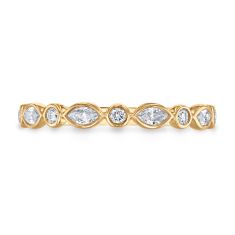 1/4ctw Marquise and Round Diamond 14k Yellow Gold Wedding Band - 80th Anniversary Collection
