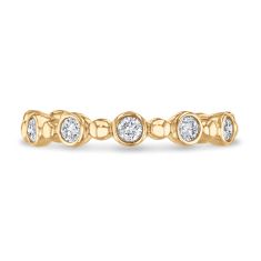 1/2ctw Round Diamond 14k Yellow Gold Beaded Wedding Band - 80th Anniversary Collection