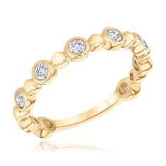 1/2ctw Round Diamond 14k Yellow Gold Beaded Wedding Band - 80th Anniversary Collection