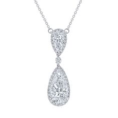 2 7/8ctw Elongated Pear Lab Grown Diamond 14k White Gold Necklace 1
