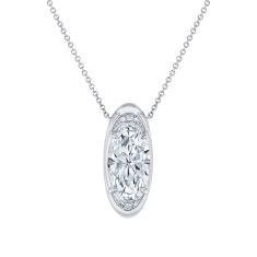 3ctw Elongated Oval Lab Grown Diamond 14k White Gold Necklace 1