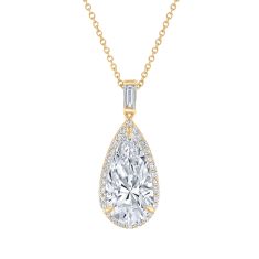 3 1/3ctw Pear Lab Grown Diamond 14k Yellow Gold Pendant Necklace 1