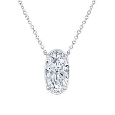 1 1/2ct Elongated Oval Lab Grown Diamond 14k White Gold Necklace 1
