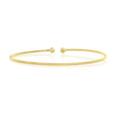 Shy Creation Corelli 1/10ctw Diamond Bezel 14k Yellow Gold Open Bangle Bracelet