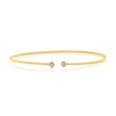 Shy Creation Corelli 1/10ctw Diamond Bezel 14k Yellow Gold Open Bangle Bracelet Shy Creation Corelli 1/10ctw Diamond Bezel 14k Yellow Gold Open Bangle Bracelet
