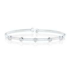 Shy Creation Corelli 1/3ctw Diamond Bezel Station 14k White Gold Bangle Bracelet Shy Creation Corelli 1/3ctw Diamond Bezel Station 14k White Gold Bangle Bracelet