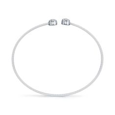 Shy Creation Corelli 1/5ctw Diamond Pave Circle 14k White Gold Open Bangle Bracelet