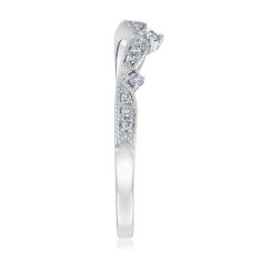 1/10ctw Diamond 14k White Gold Vintage-Inspired Curved Wedding Band - Embrace Collection