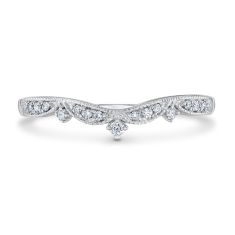 1/10ctw Diamond 14k White Gold Vintage-Inspired Curved Wedding Band - Embrace Collection