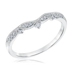 1/10ctw Diamond 14k White Gold Vintage-Inspired Curved Wedding Band - Embrace Collection 1/10ctw Diamond 14k White Gold Vintage-Inspired Curved Wedding Band - Embrace Collection