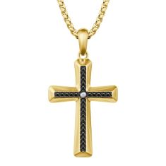 Bulova Link™ Diamond Accent Gold-Tone Stainless Steel Cross Pendant Necklace 1
