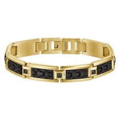 Bulova Link Black Spinel Carbon Fiber and Yellow Gold-Tone Stainless Steel Bracelet Bulova Link Black Spinel Carbon Fiber and Yellow Gold-Tone Stainless Steel Bracelet