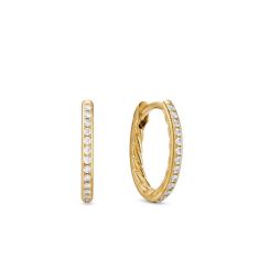 David Yurman Petite Pave Hoop Earrings in 18K Yellow Gold with Diamonds, 12.7mm 1