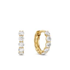 David Yurman Petite Pave Hoop Earrings in 18K Yellow Gold with Diamonds, 10.2mm 1