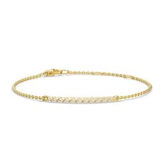 David Yurman Sculpted Cable Bar Chain Bracelet in 18K Yellow Gold with Diamonds, 2mm 1
