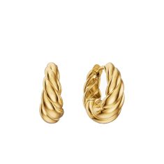 David Yurman Sculpted Cable Tapered Hoop Earrings in 18K Yellow Gold, 15.7mm 1