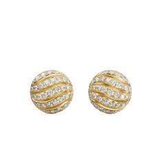 David Yurman Sculpted Cable Stud Earrings in 18K Yellow Gold with Diamonds, 9mm 1